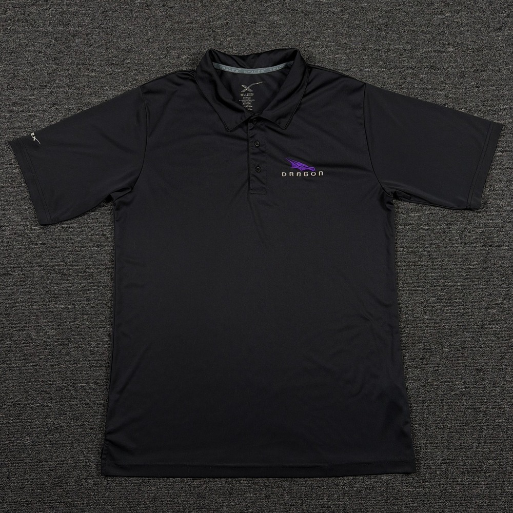 SpaceX Polo Shirt Mens XL Black Embroidered Dragon Space Exploration Techno
